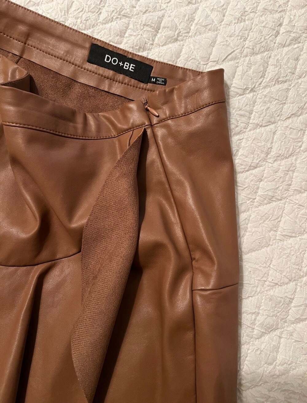 DO+BE Brown Faux Leather Ruffled Skort Style Y18903 - Picture 4 of 7